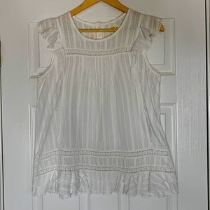 Matilda Jane Ecru Ruffled Sleeveless Blouse Lacy and Ruffles Women’s Medium
